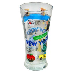 NY Collage Flute Shaped 12 Oz Glass
