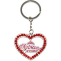 NY Princess Heart Red Stones Keyring