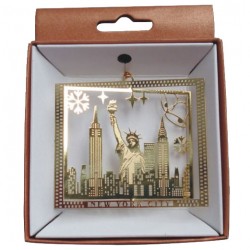 NYC Icons Rectangle Gold Foil Ornament