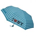 Blue I Love NY Umbrella with Hearts