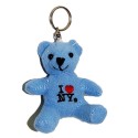 I Love NY Blue Plush Bear Keychain
