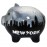 NYC Skyline Grey/Black Ceramic Piggy Bank