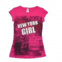 Fuschia Glitter New York Girl Fitted Tee
