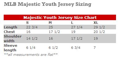majestic jersey youth size chart